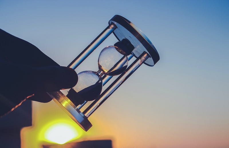 hourglass and sunset